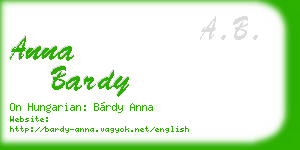 anna bardy business card